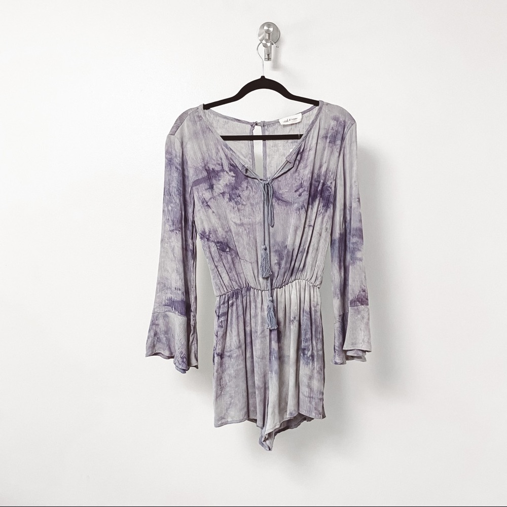 Runway Story Boutique Boho Gypsy Chic Retro Tie Dye Romper Purple Small